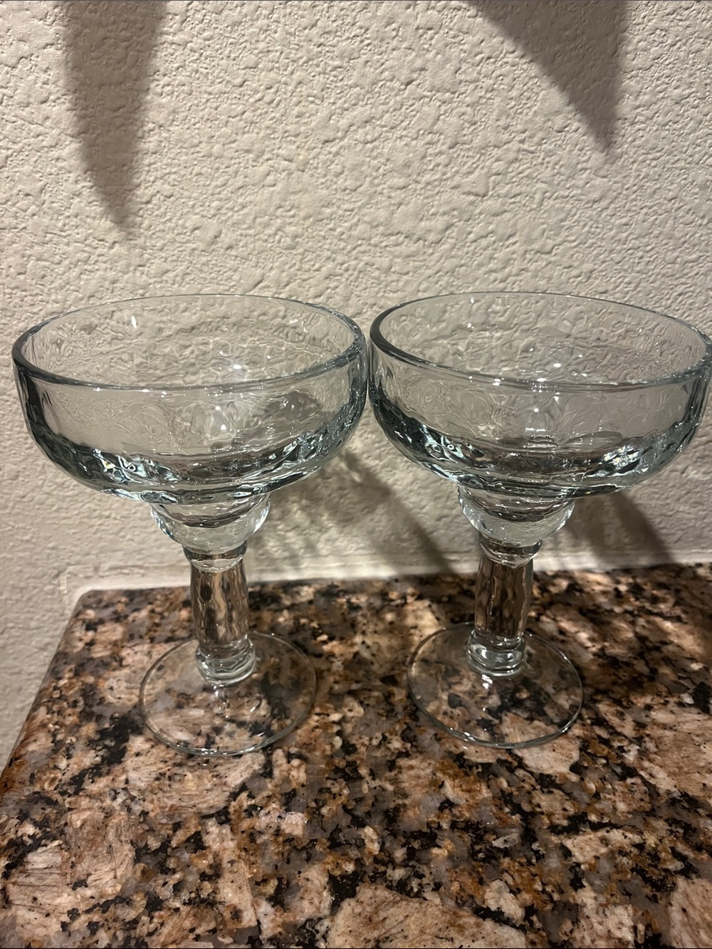 Set of 2 Clear Glass Margarita Coupes by
